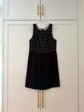 LOFT Black Lace Bodice Mini Dress